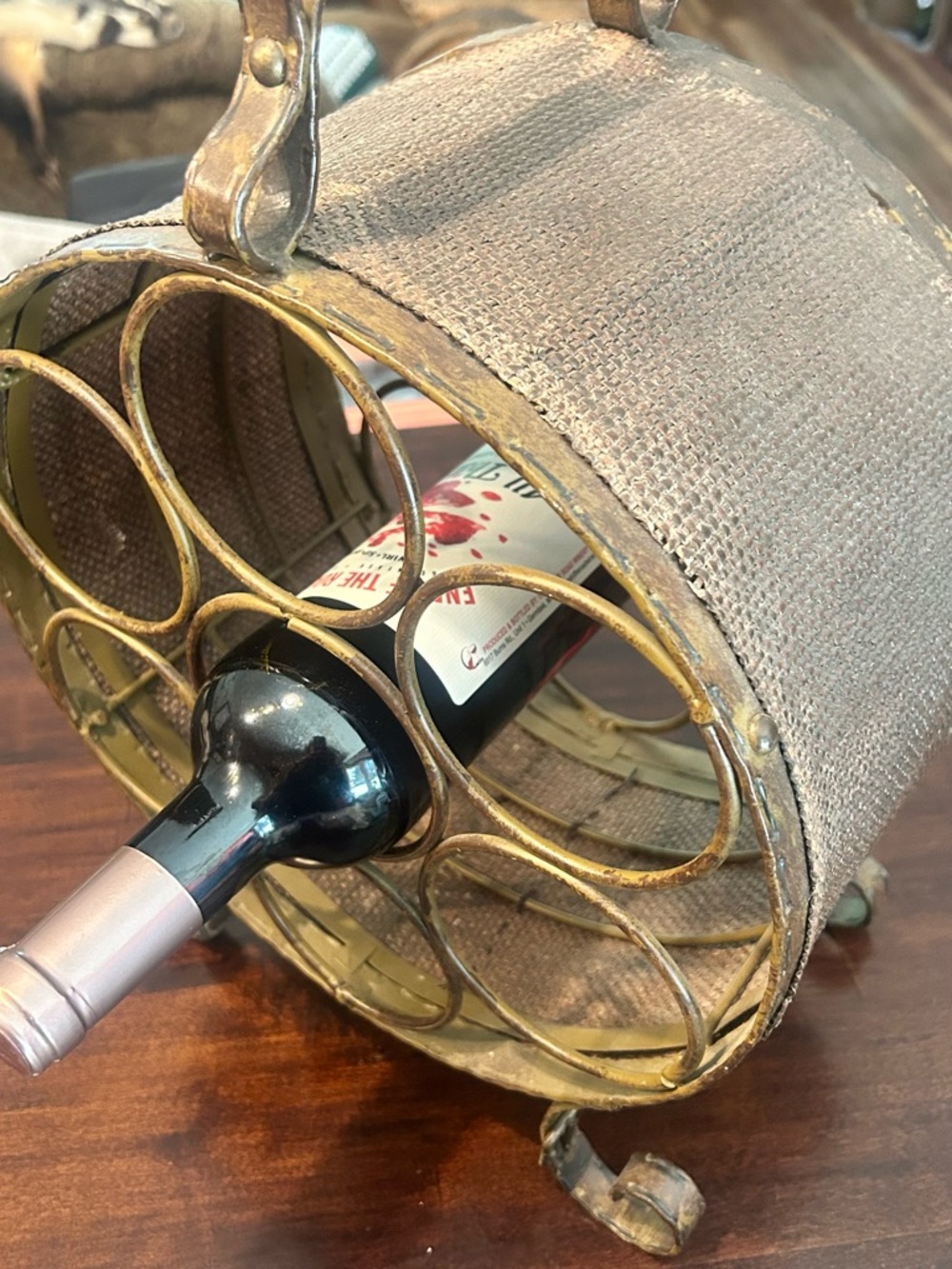 Vintage-Style Gold Metal Wine Rack - Picture 2 of 4